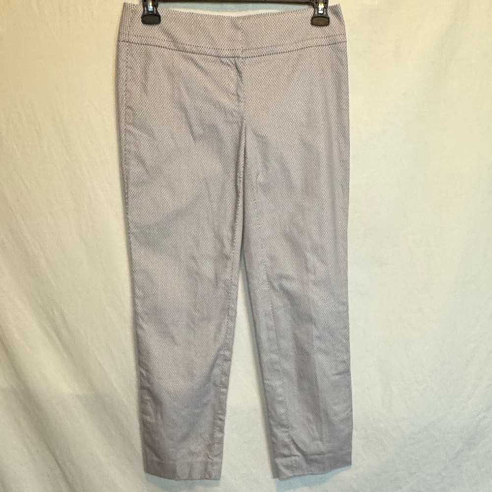 G-144 Loft Marisa Straight Gray Black & White Dot Cropped Pants Size 4